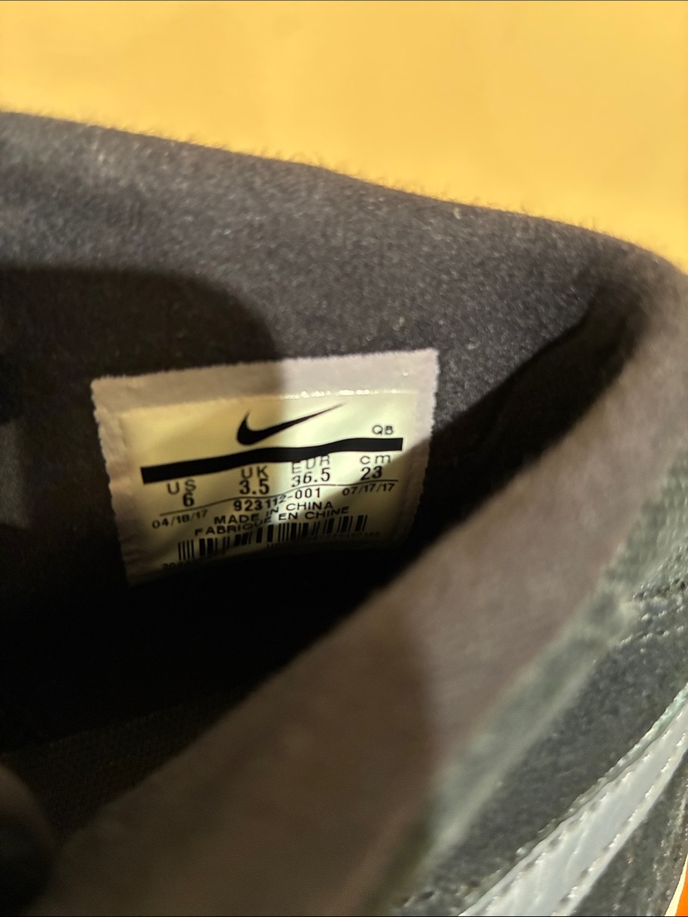 Nike Black Suede High-Top Sneakers with White Soles and Gray Swoosh - Picture 7 of 7